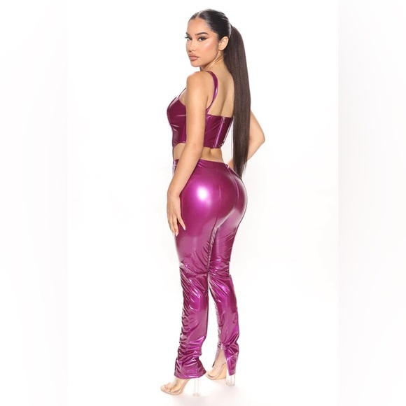 Fashion Nova Latex Pant Set - Picture 2 of 5